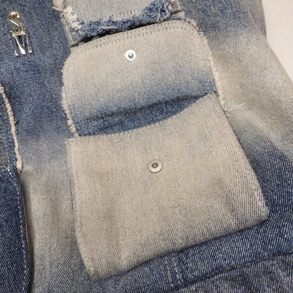 Steve Madden Banisia/Anisia Denim Multi-Pocket Tote Bag Blue Jean Large - Picture 15 of 15